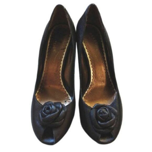 Kenneth Cole Reaction Leather Heels Peep Toe Brown Platform Size 8 - Picture 2 of 10